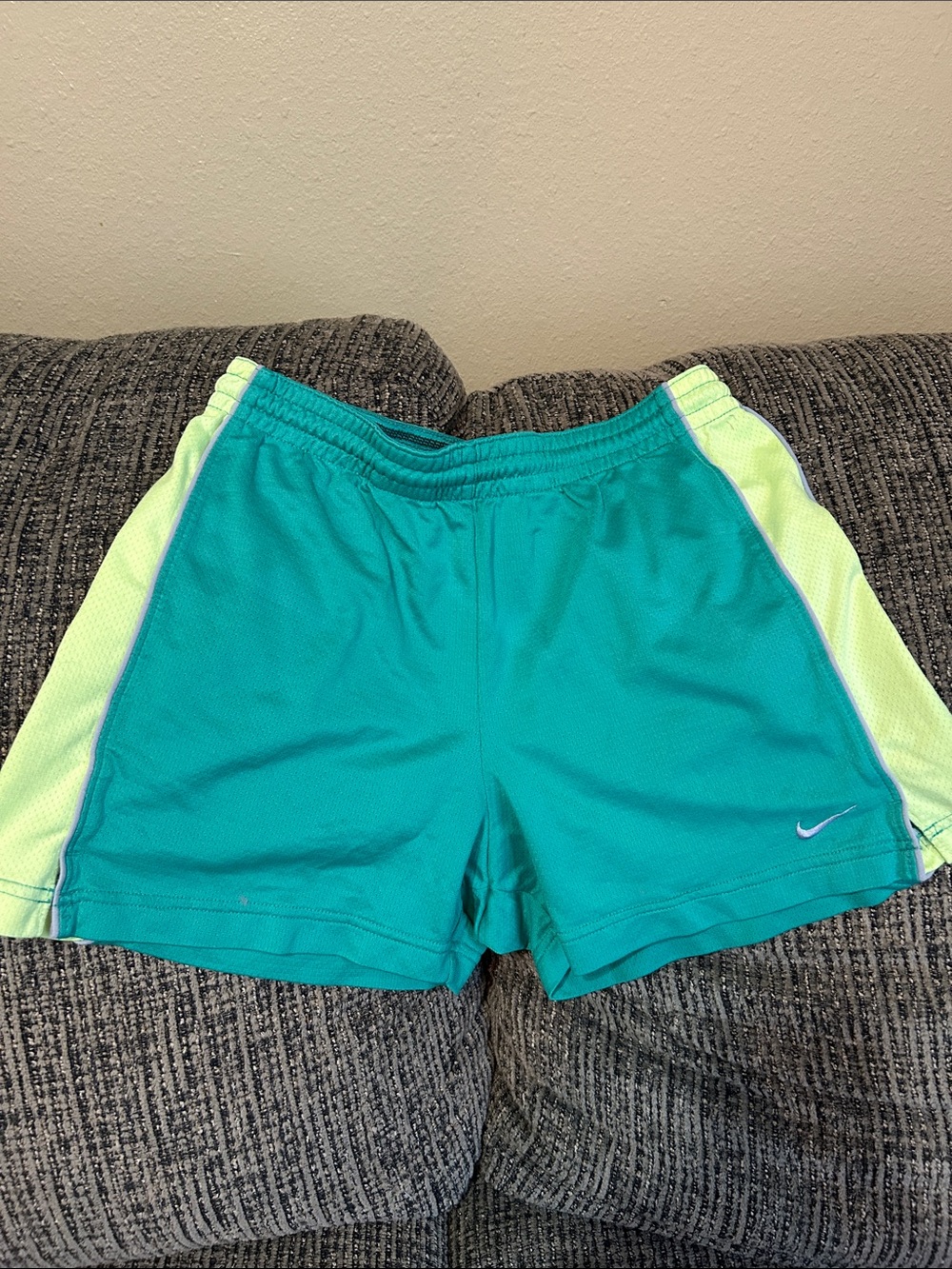 Vintage Nike Women's dri-fit green and Lime-Accent Athletic Shorts